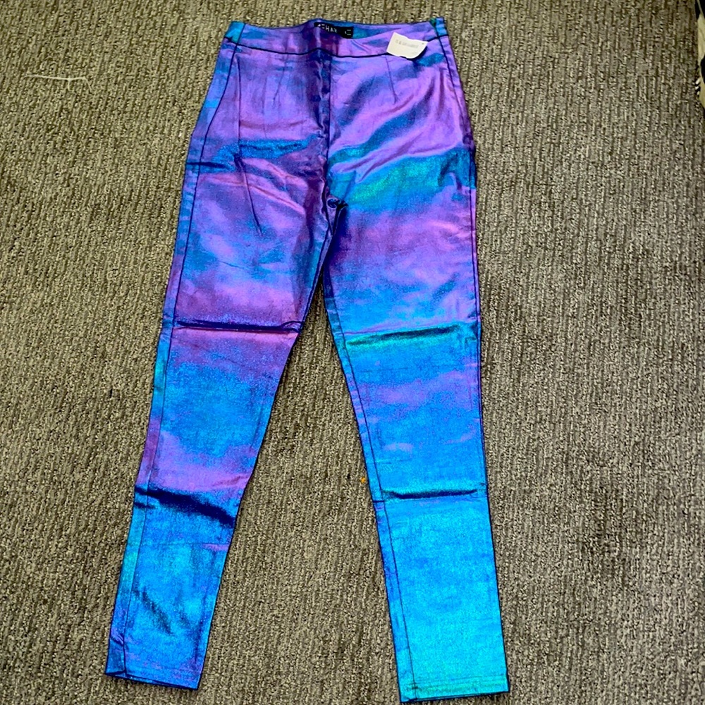 Iridescent skinny stretch pant